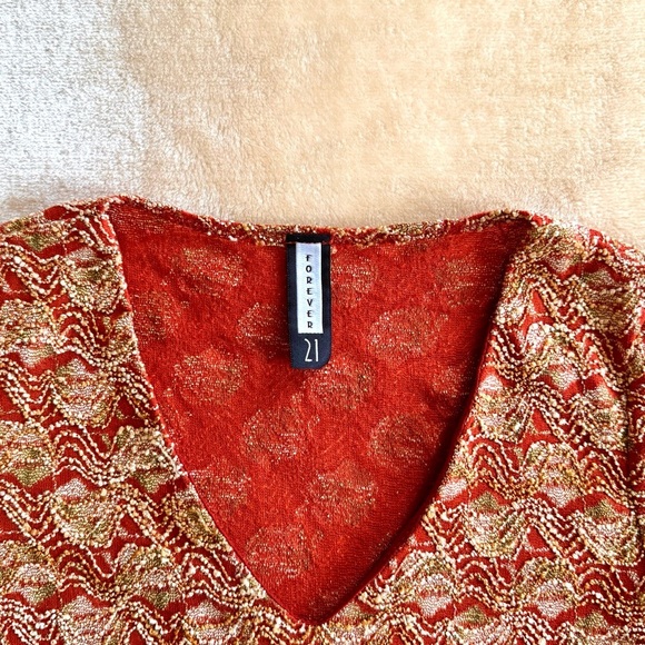 Vintage Y2K Forever21 Orange Patterned Top - Picture 2 of 4